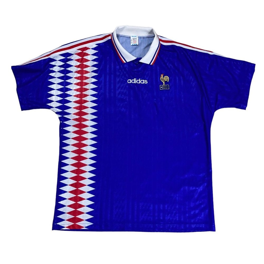 1994-95 Adidas France Home S/S No.14 ZIDANE 17.08.94 Cheque Republic Match Patch